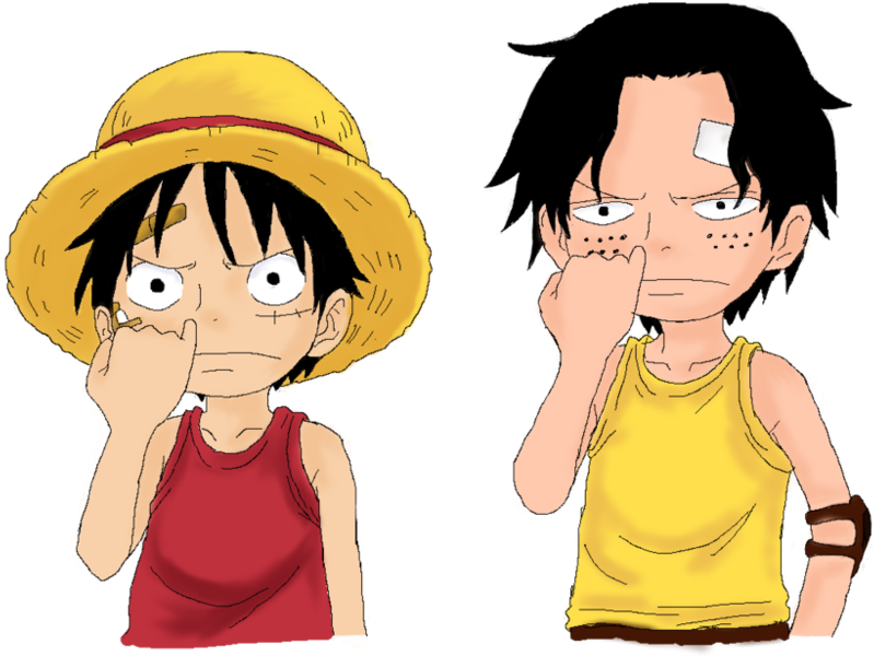 One Piece Luffy With Ace Child 1436225743 - Young Luffy And Ace (999x799), Png Download