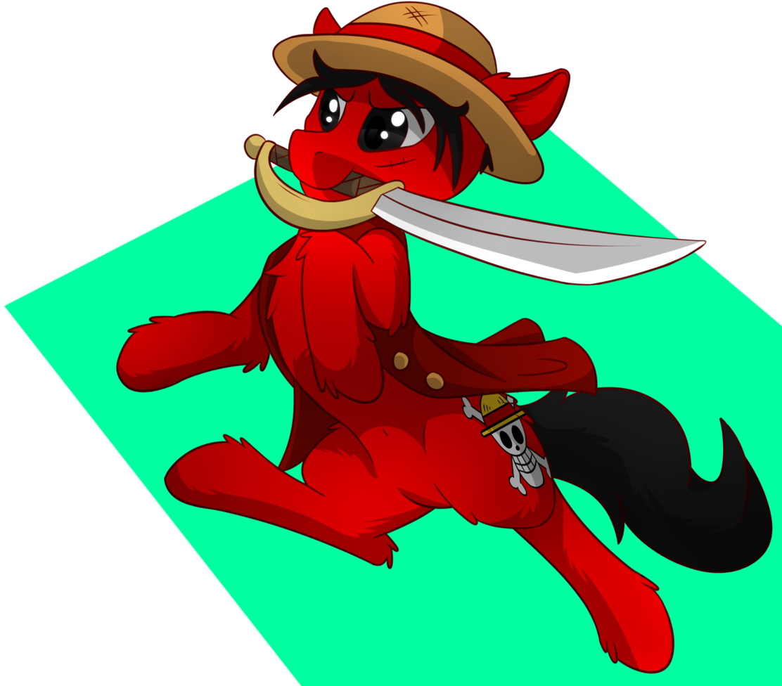 Whyena, Crossover, Hat, Monkey D Luffy, Mouth Hold, - Luffy D Monkey Pony (1140x1024), Png Download