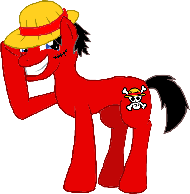Moheart7, Hat, Monkey D Luffy, One Piece, Ponified, - Mlp Monkey D Luffy (1000x1000), Png Download