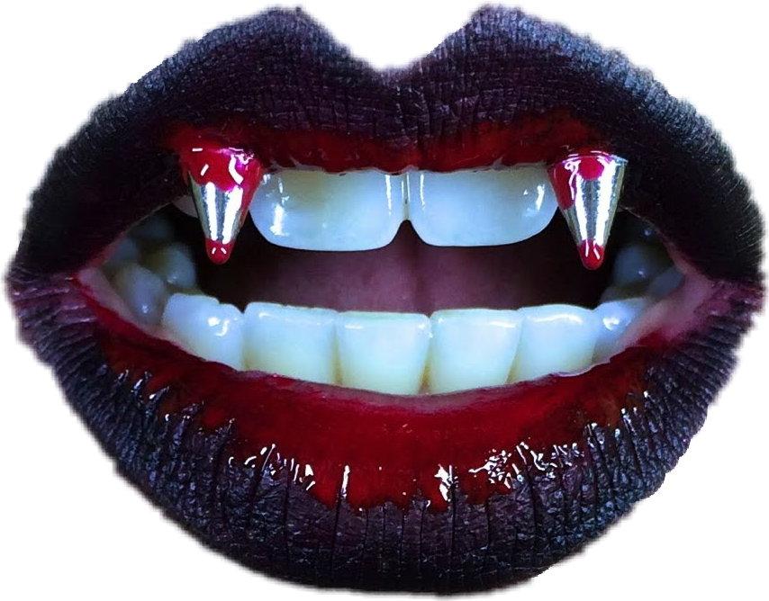 Ftelips Vampirefangstickers Vampirefangs Vampire Blood (854x668), Png Download