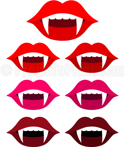Printable Vampire Mouth Photo Booth Prop - Vampire Photo Booth Props (458x593), Png Download