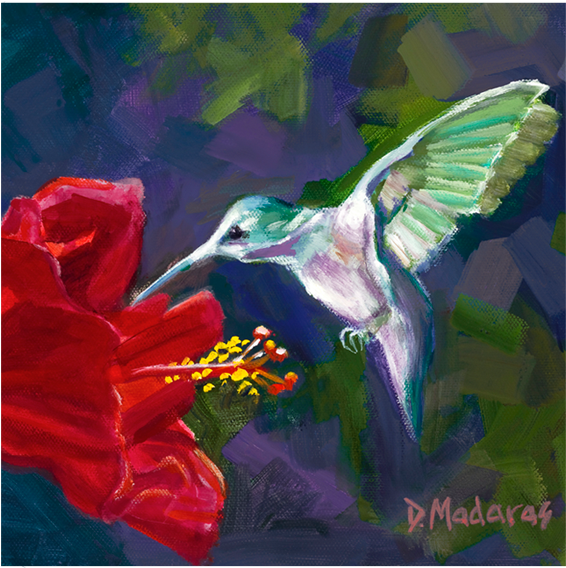 Hummingbird & The Hibiscus Glass Trivet - Madaras Gallery (1000x750), Png Download