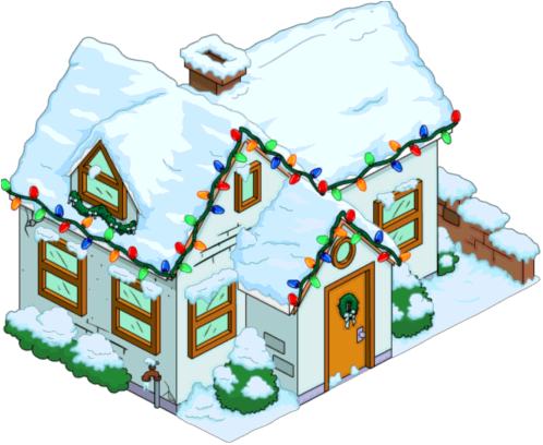 Christmas White House Snow Menu - Simpsons Tapped Out Town Christmas (498x408), Png Download