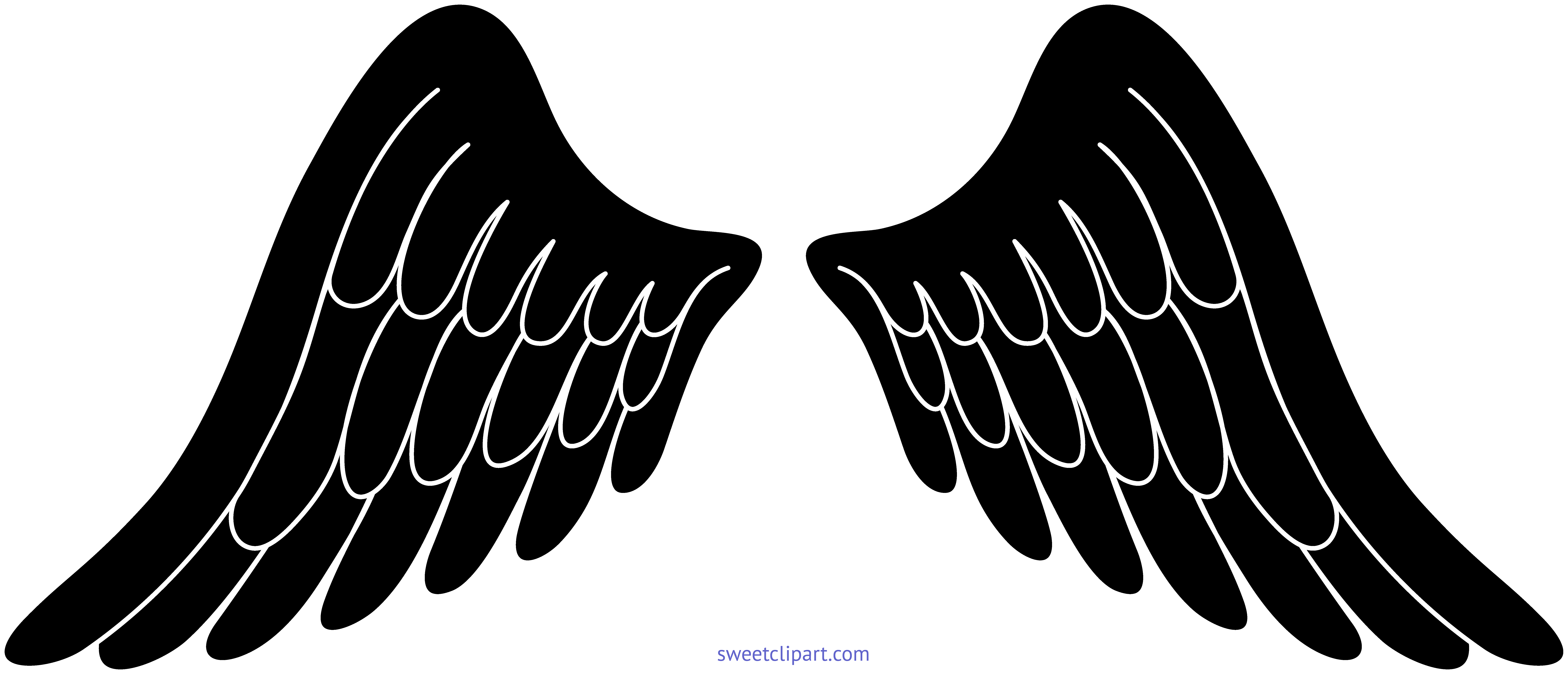 Angel Wings Black And White - Angel Wings Clipart Black And White (9892x4254), Png Download