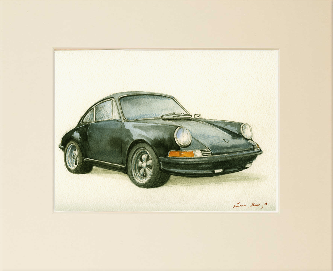16x11" Inches - " - Porsche 911 Classic Car Art (1229x1017), Png Download