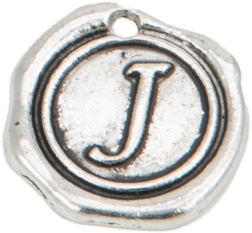 Silver Wax Seal "j" Charm - Sealing Wax (600x600), Png Download