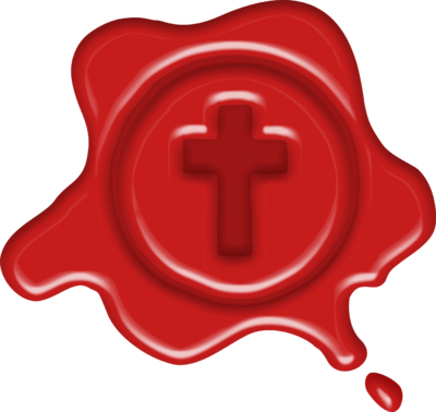 Golden Wax Seal - Sealed By Jesus Blood (400x378), Png Download