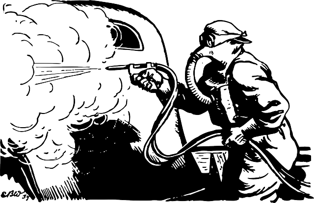 Black, Paint, Man, Car, Person, White, Cartoon, Logo - Spray Painting Cars (640x415), Png Download