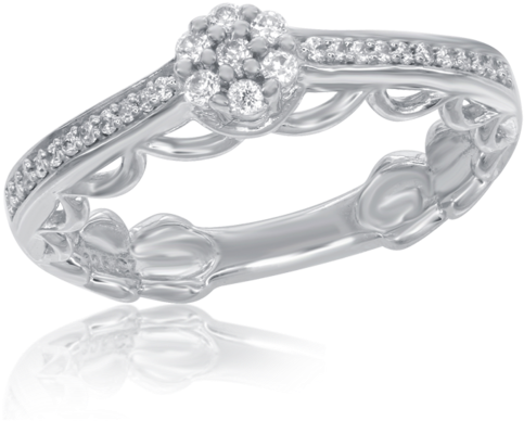 Cinderella Diamond Promise Ring With Dress Silhouette - Enchanted Disney Cinderella Diamond Fashion Ring 1/4ctw (640x640), Png Download