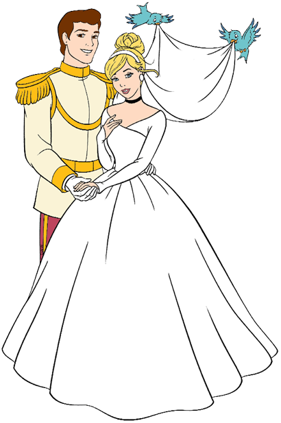 Bride Clipart Cinderella - Cinderella And Prince Anime (410x617), Png Download
