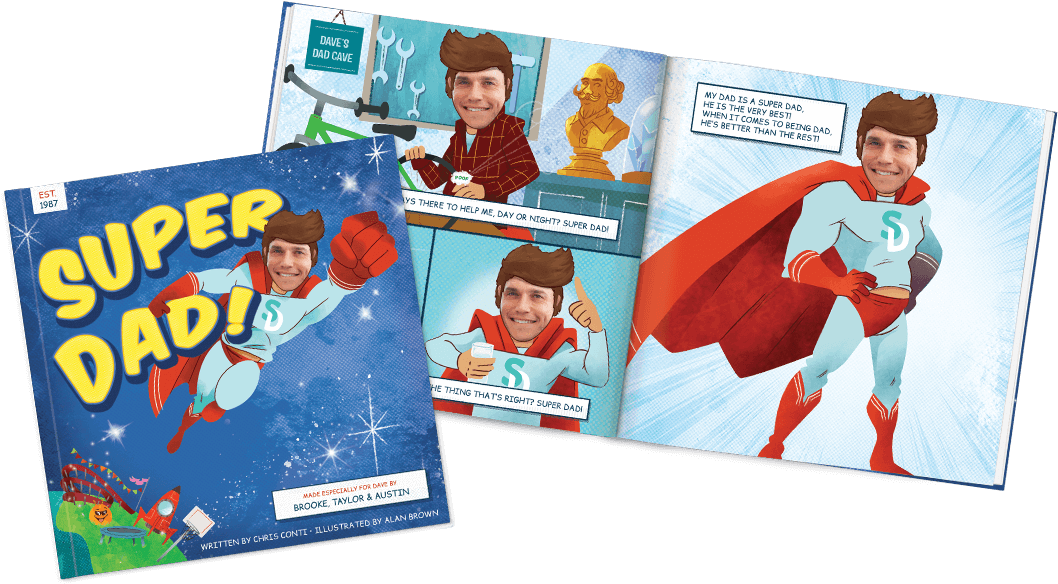 Super Dad Personalized Storybook - Father's Day Gifts (1076x730), Png Download