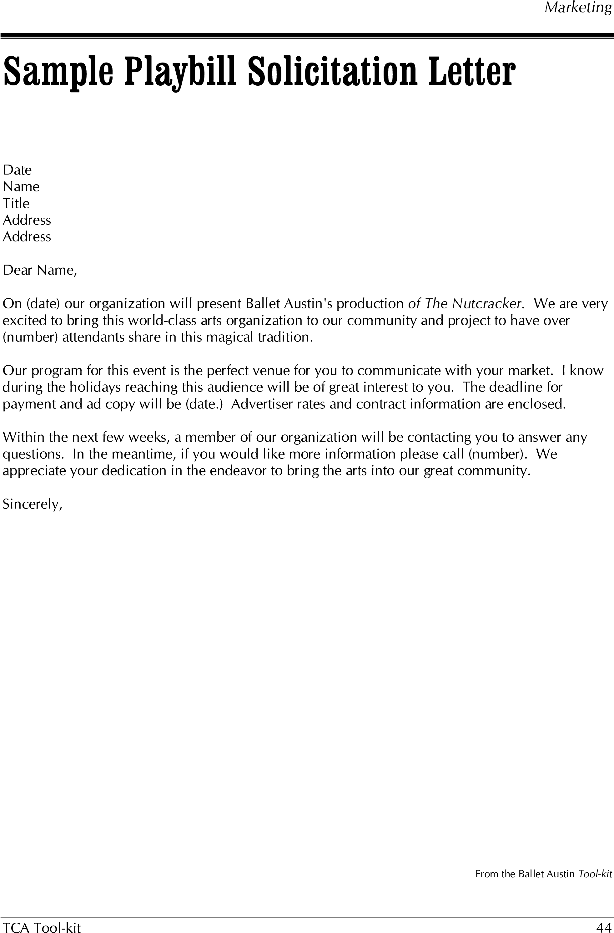 Playbill Solicitation Letter Main Image - Solicitation Letter For A Patient (2550x3300), Png Download