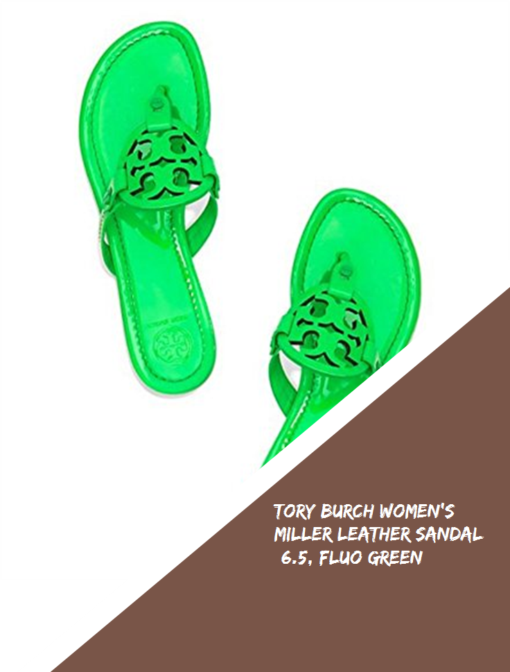 Tory Burch Women's Miller Leather Sandal - Tory Burch Miller Fluorescent Sandal, Patent Leather (735x1100), Png Download