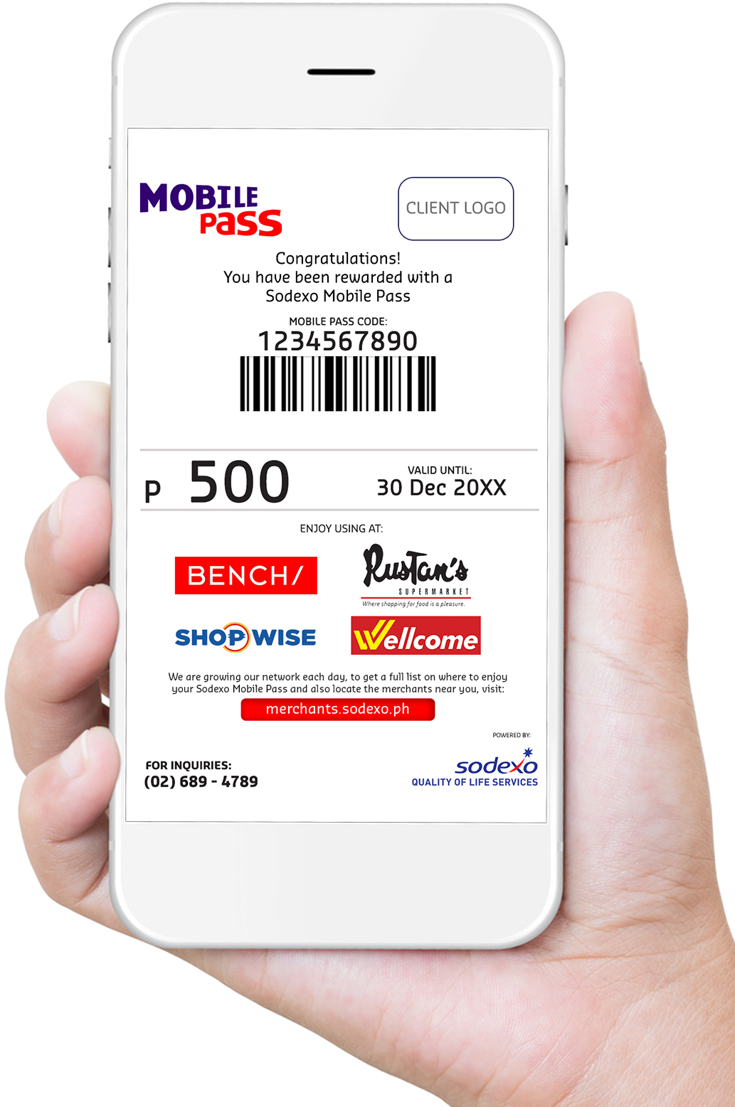 Sample Mobile Pass As Seen Via E-mail - Sodexo Mobile Pass Code (1125x1688), Png Download