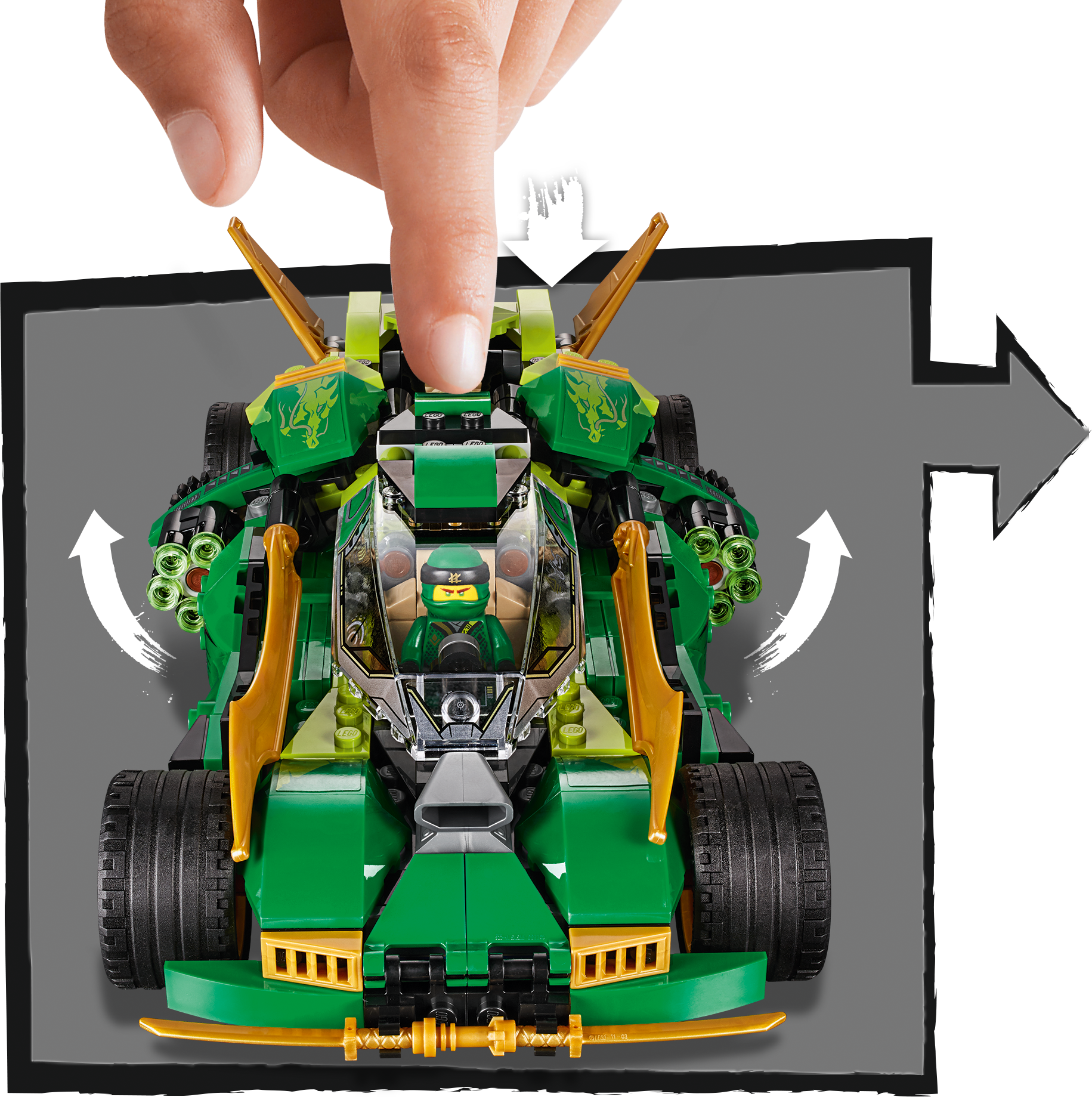 Lego Ninjago 70641 Lloyds Nightcrawler, , Large - Lego Ninjago Movie Autos (1831x1839), Png Download