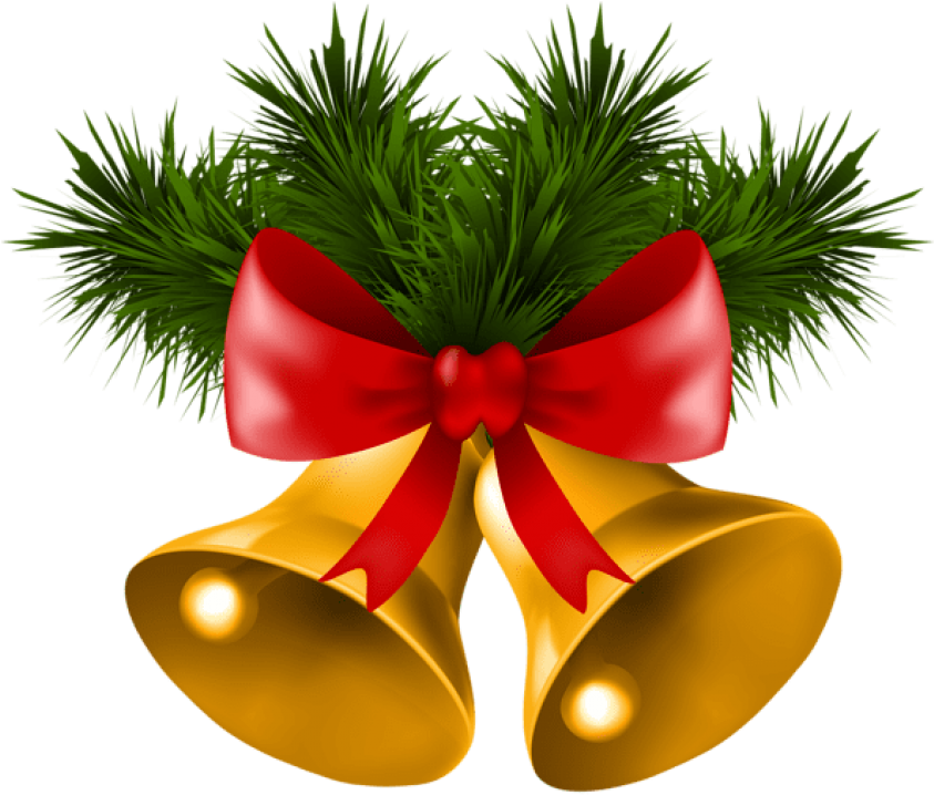 Free Png Christmas Bells With Pine Branches Png Png - Christmas Bells Png Hd (850x722), Png Download