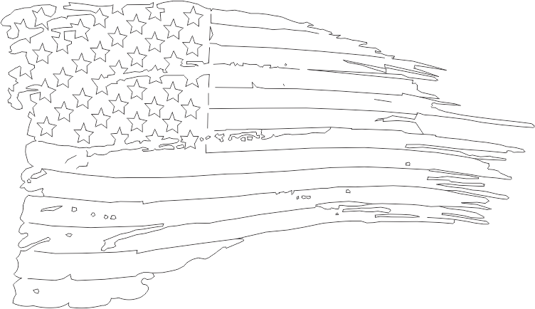 Tattered American Flag - Tattered American Flag Drawing (752x434), Png Download