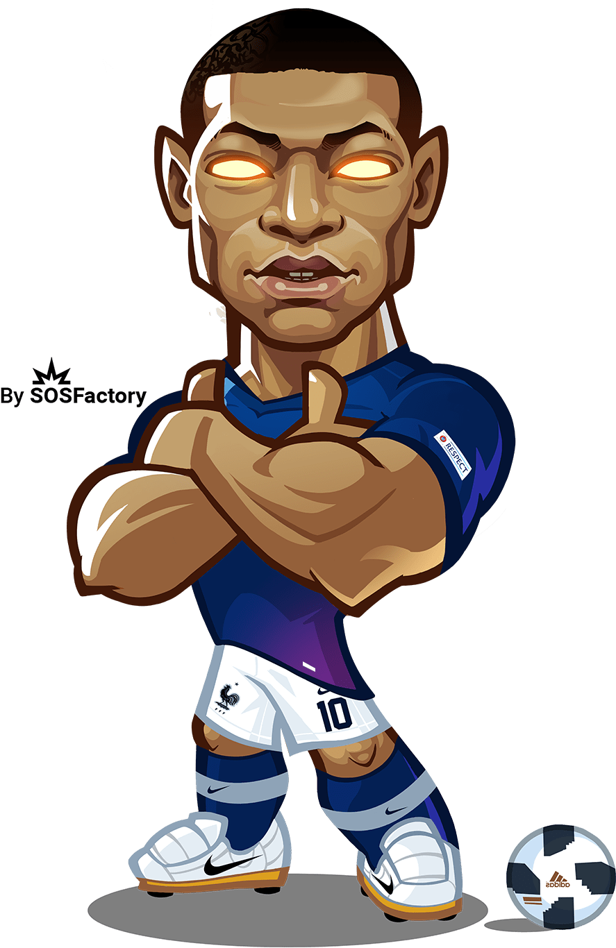 Clipart Transparent Stock Cr7 Drawing Easy - Dibujos De Kylian Mbappe (1000x1413), Png Download