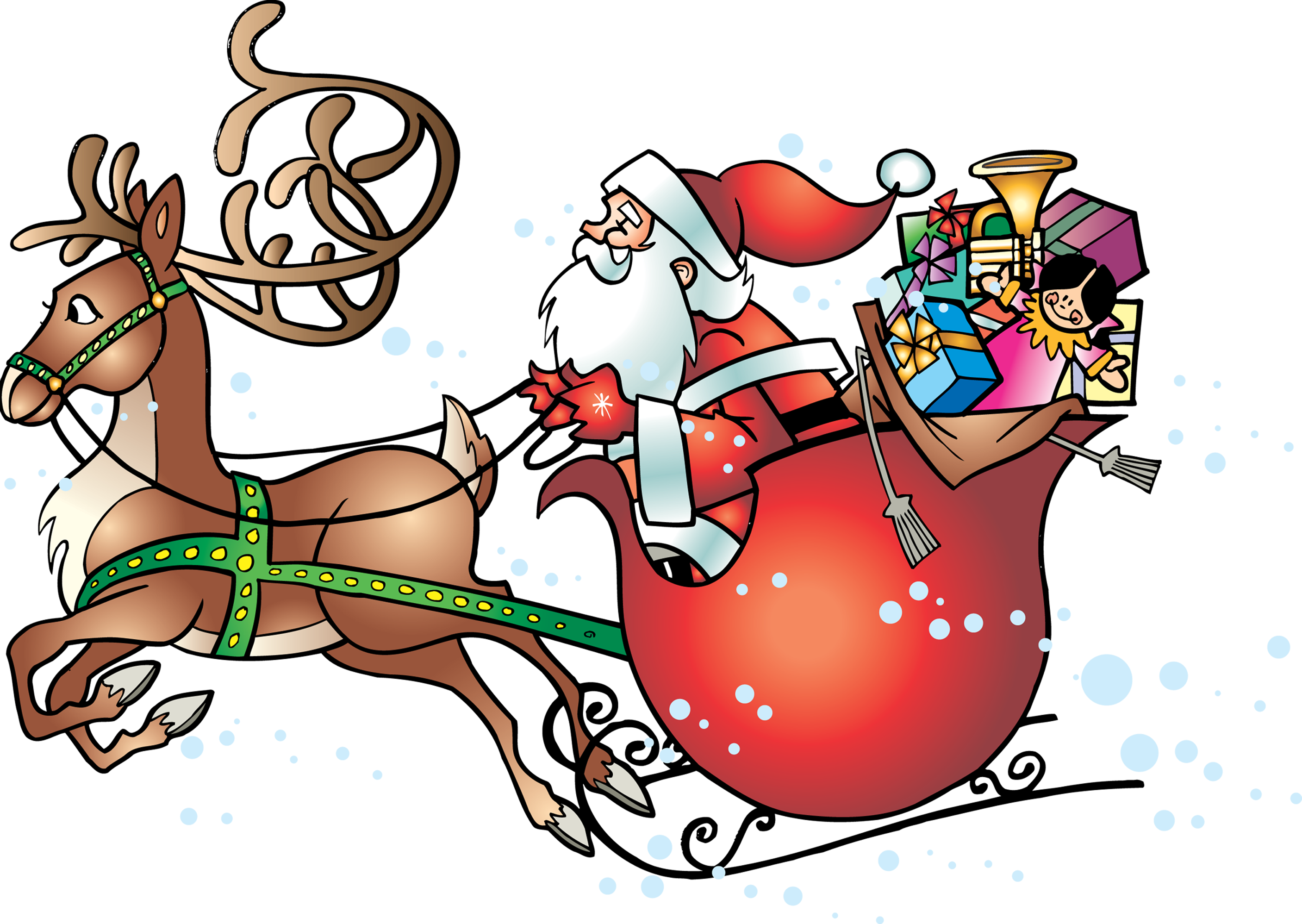 Santa Sleigh Png (2813x1996), Png Download