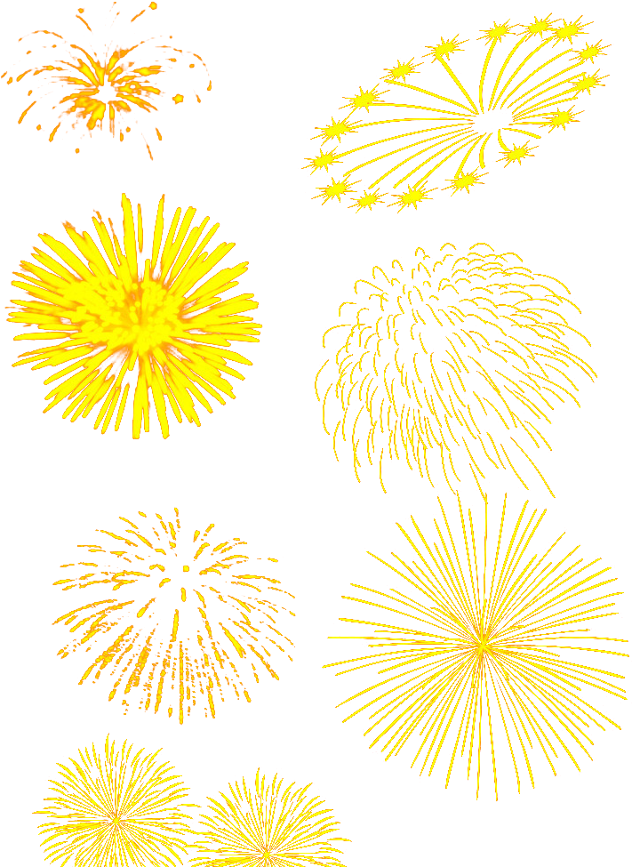 Floral Design Yellow Pattern Fireworks Set - New Years With Fireworks Holiday Cards (744x991), Png Download