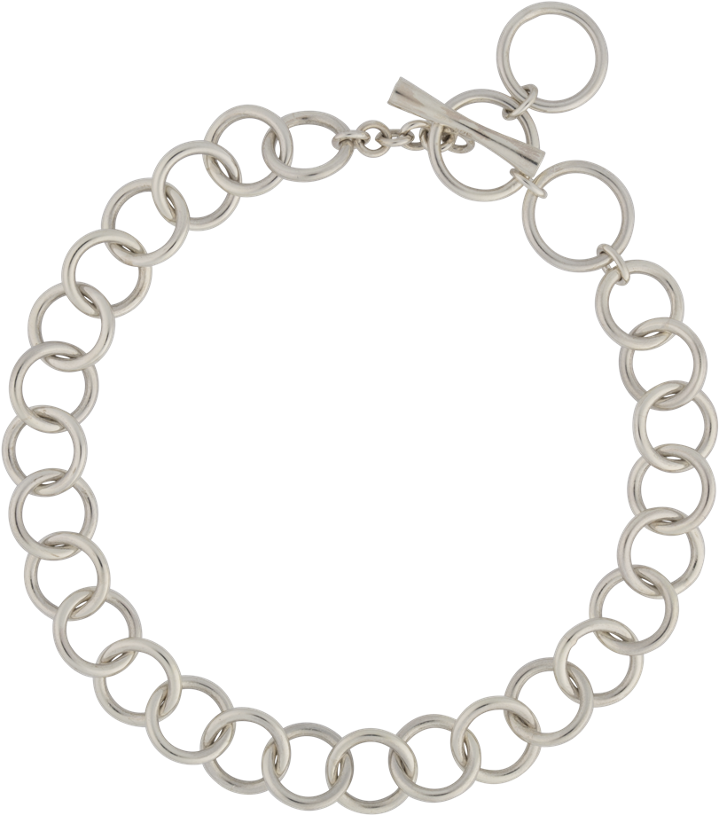 Circle Toggle Silver Charm Bracelet - Men White Gold Curb Chain (1000x1000), Png Download