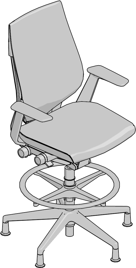 Stool,wrapped Bk,adj Seat D,fixed Arms,lumbar, - Office Chair (1200x1200), Png Download