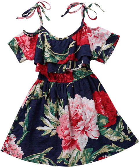 Paige Open Shoulder Floral Dress - Off Shoulder Dress For Kid (600x600), Png Download