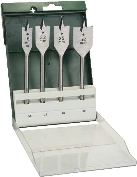 Spade Bit Set - Bosch Flat Drill Set, 4pcs Wood Drill Bit Set (465x600), Png Download
