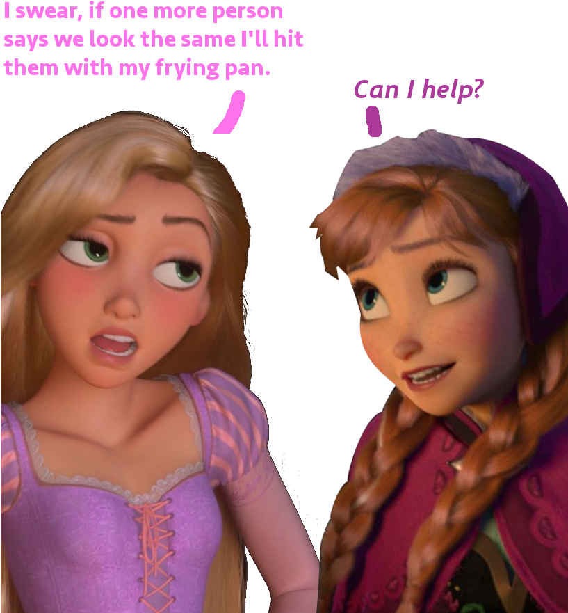 No Matter How Hard I Try, I Cannot See A Resemblance - Rapunzel Looks Like Anna (816x898), Png Download