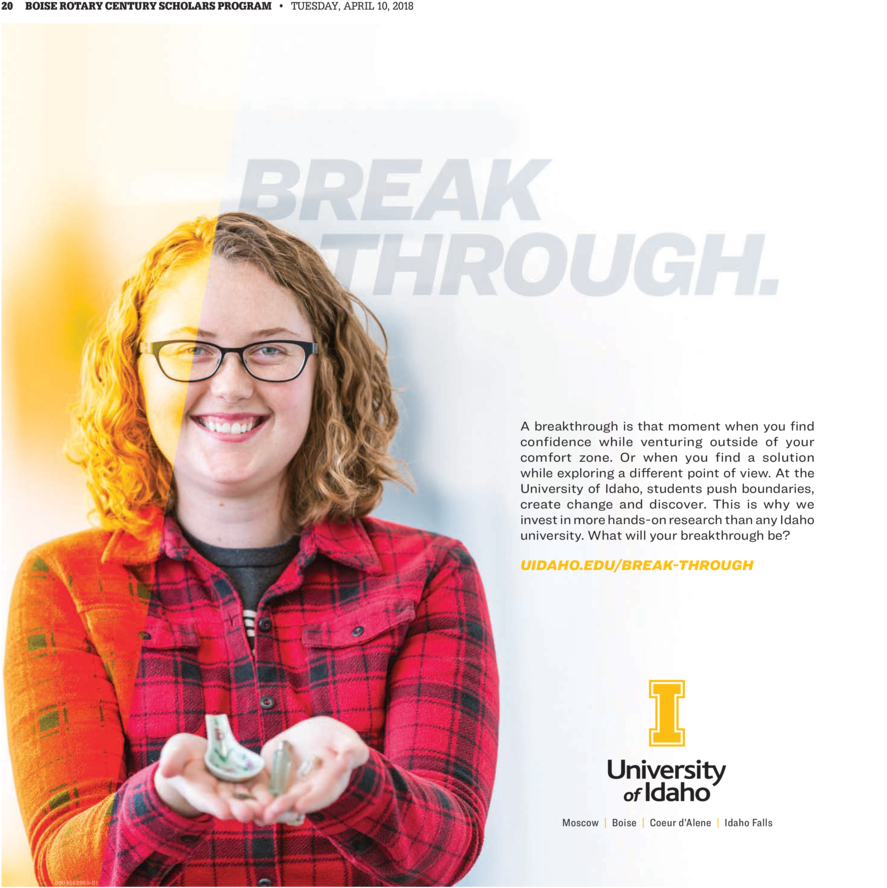 20 Boise Rotary Century Scholars Program Tuesday, April - University Of Idaho (960x960), Png Download