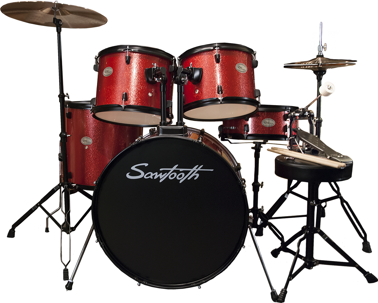 Crimson Red Sparkle - Rise By Sawtooth Full-size Student Drum Set With Hardware (1500x1500), Png Download