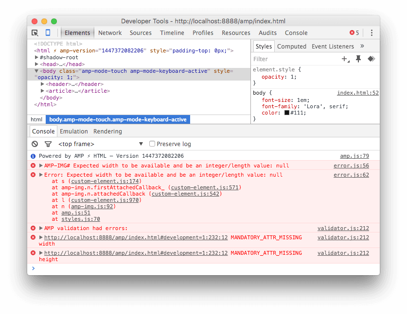 Amp Validation Errors In The Console (837x647), Png Download
