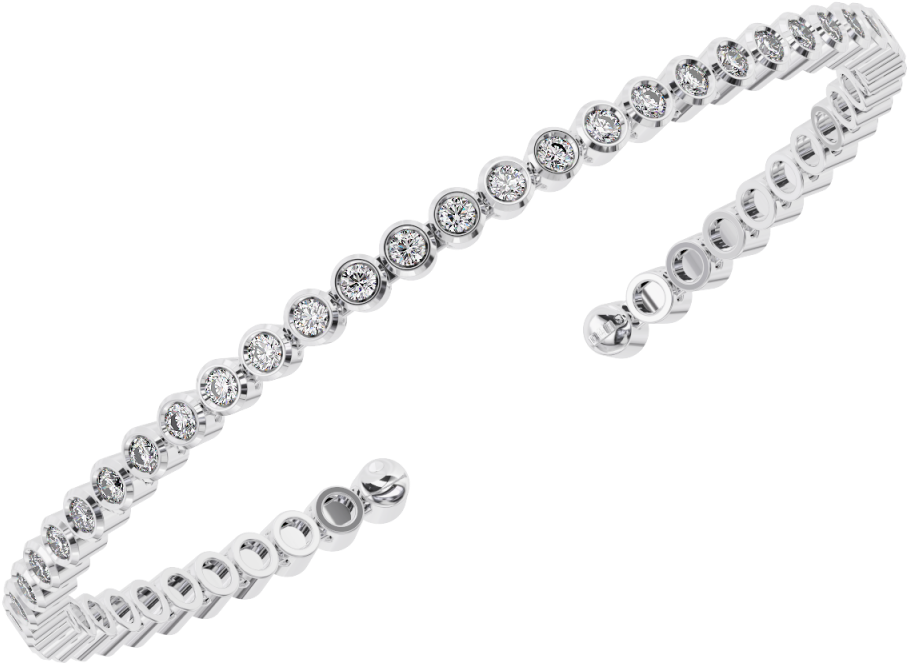 Tb0130 Bezel Set Round Brilliant Cut Diamonds Tennis - Brilliant (1024x1024), Png Download