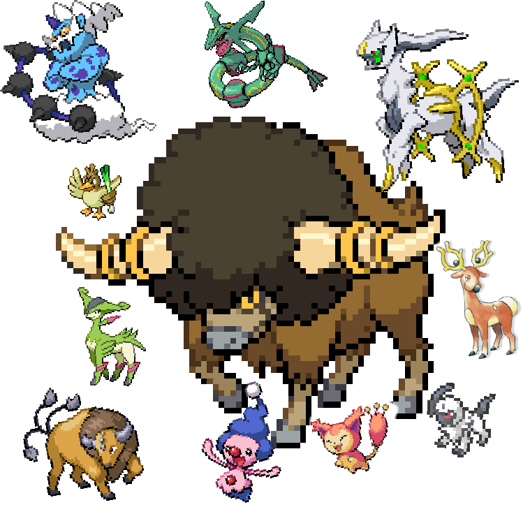 #thundurus #rayquaza #arceus #farfetchd #virizion #bouffalant - Pokemon (759x736), Png Download