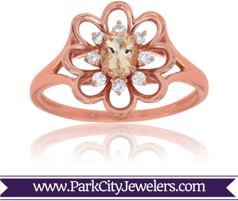 Diamond And Morganite Flower Ring - Elk Ivory And Diamond Ring (760x760), Png Download