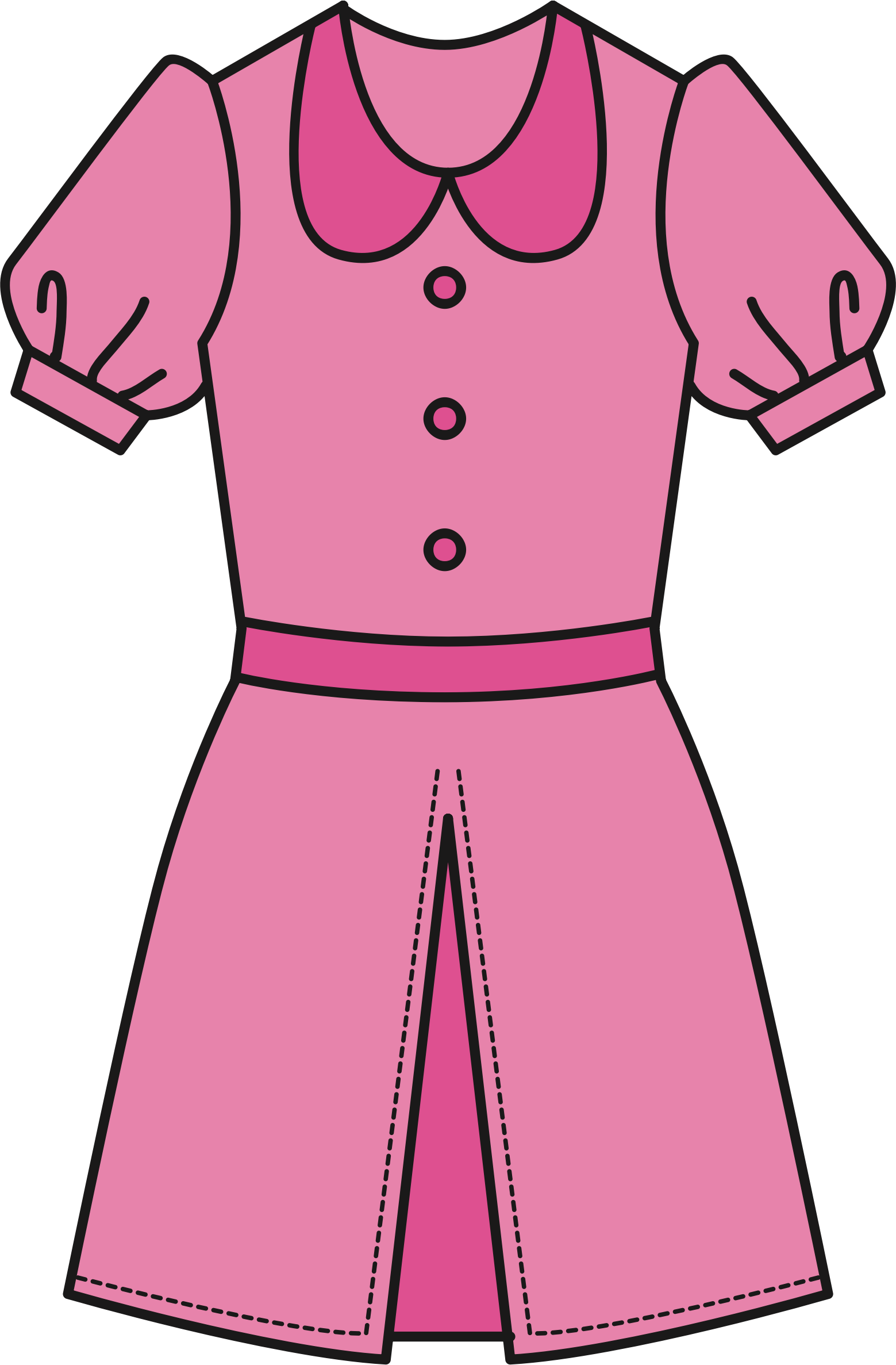 Big Image - Clip Art Pink Dress (1559x2374), Png Download