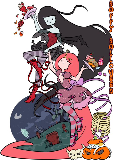 Adventure Time Princess Bubblegum Bonnibel Bonnie Pb - Marceline Bubblegum Halloween Art (500x707), Png Download