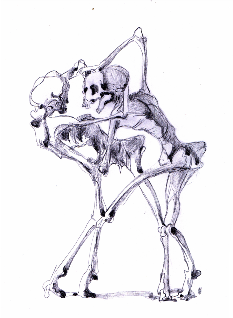 Dancing Skeletons Png Clipart Black And White Download - Skeletons Dancing Tango (900x1276), Png Download