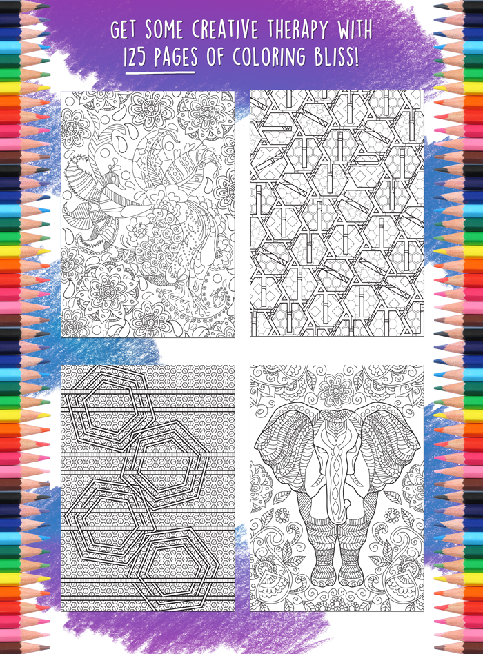 Relaxation Coloring Book Inside Page Examples - Giclee Painting: Anonymous' Peacock And Flowers Lineart, (700x948), Png Download