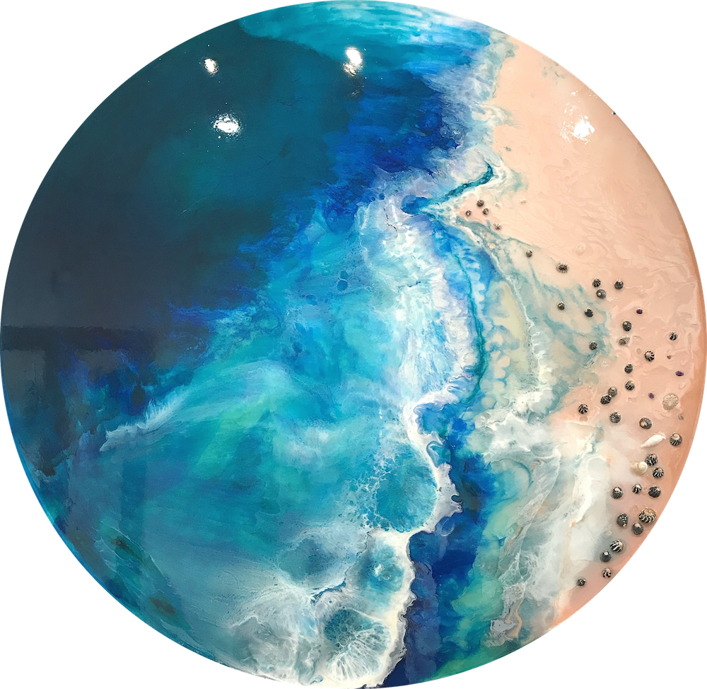 Laguna Beach Is A Stunning Original Abstract Resin - Resin Painting Beach (1000x975), Png Download