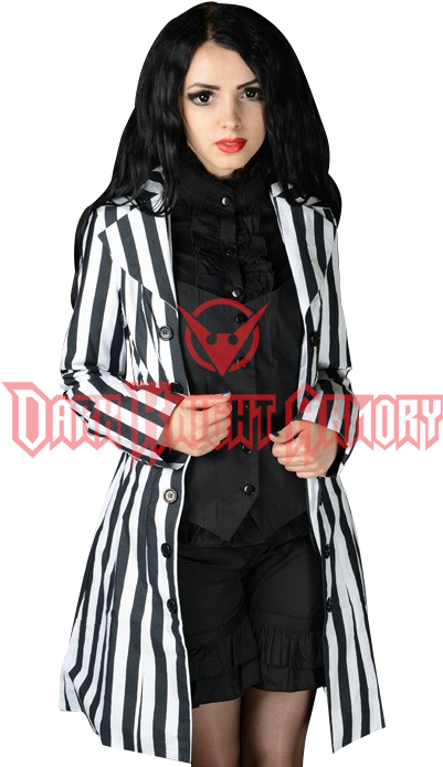 Gothic Black And White Striped Pirate Coat - Ferro Magnesium Fire Starter - Bushcraft Firesteel (694x694), Png Download