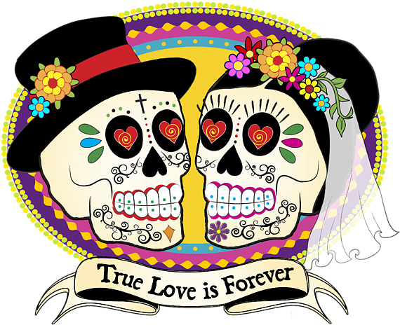 Bleed Area May Not Be Visible - Sugar Skull Wedding Clip Art (600x513), Png Download