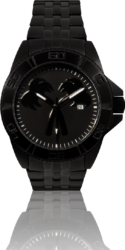 Jet Black Timepiece (2520x1294), Png Download