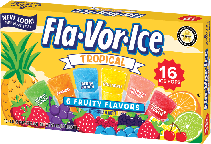 5oz Tropical Freezer Pops - Fla-vor-ice Freeze Pops, 6 Assorted Flavors 45 X 5.5 (750x511), Png Download