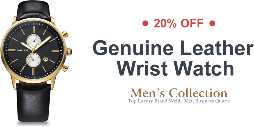 Store Category - Weide Men Watch Gold Leather Straps Montre Male Quartz (1200x460), Png Download