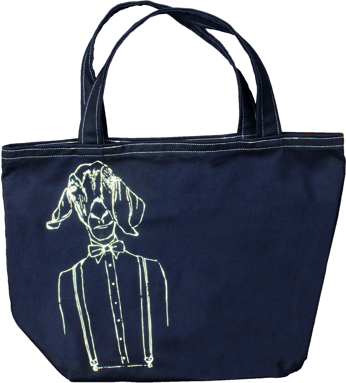 Gentleman Goat Tote In Denim (1500x1500), Png Download