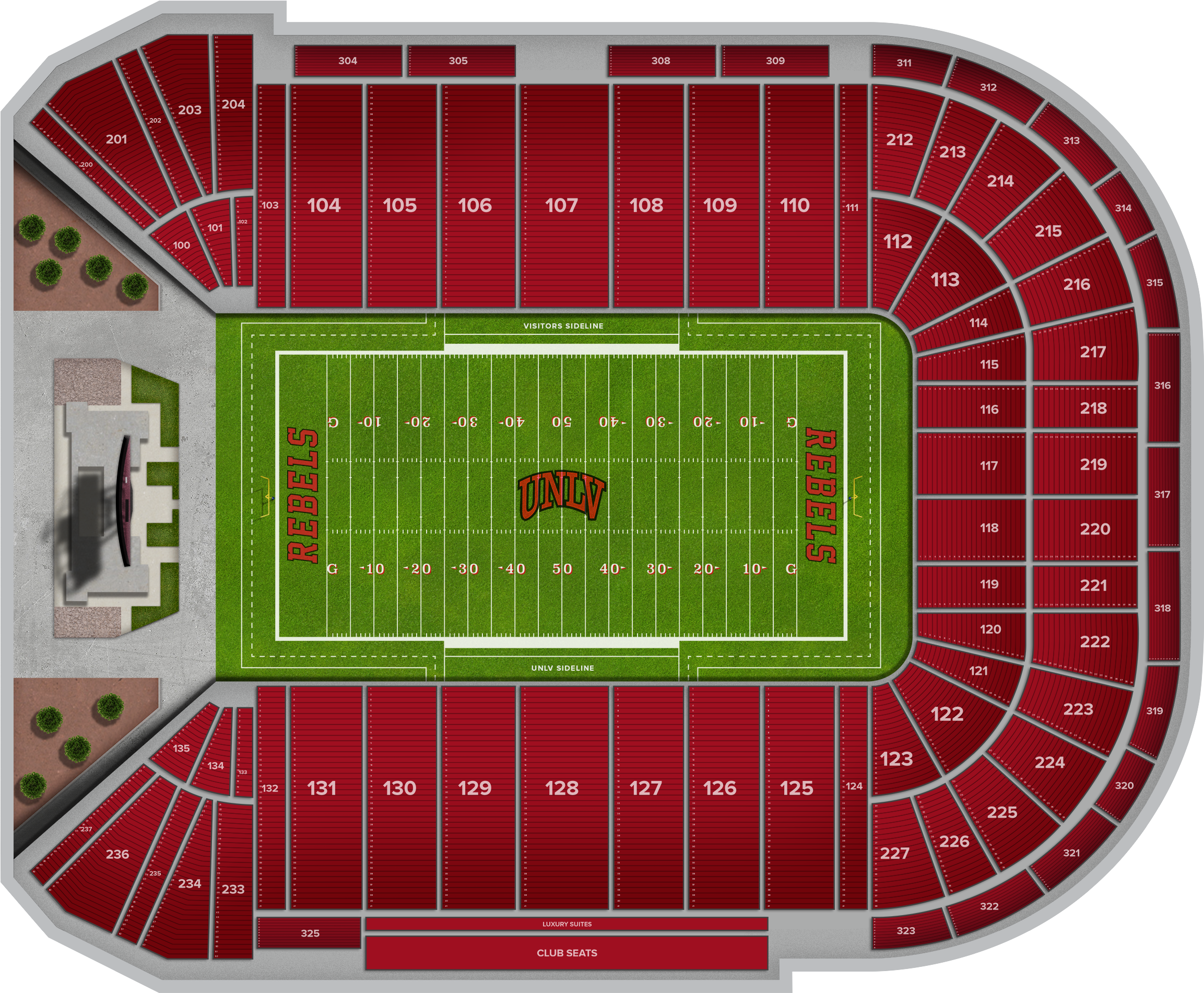 Nevada Football At Unlv Football At Sam Boyd Stadium - Sam Boyd Stadium Section 113 Row 20 (2560x1936), Png Download