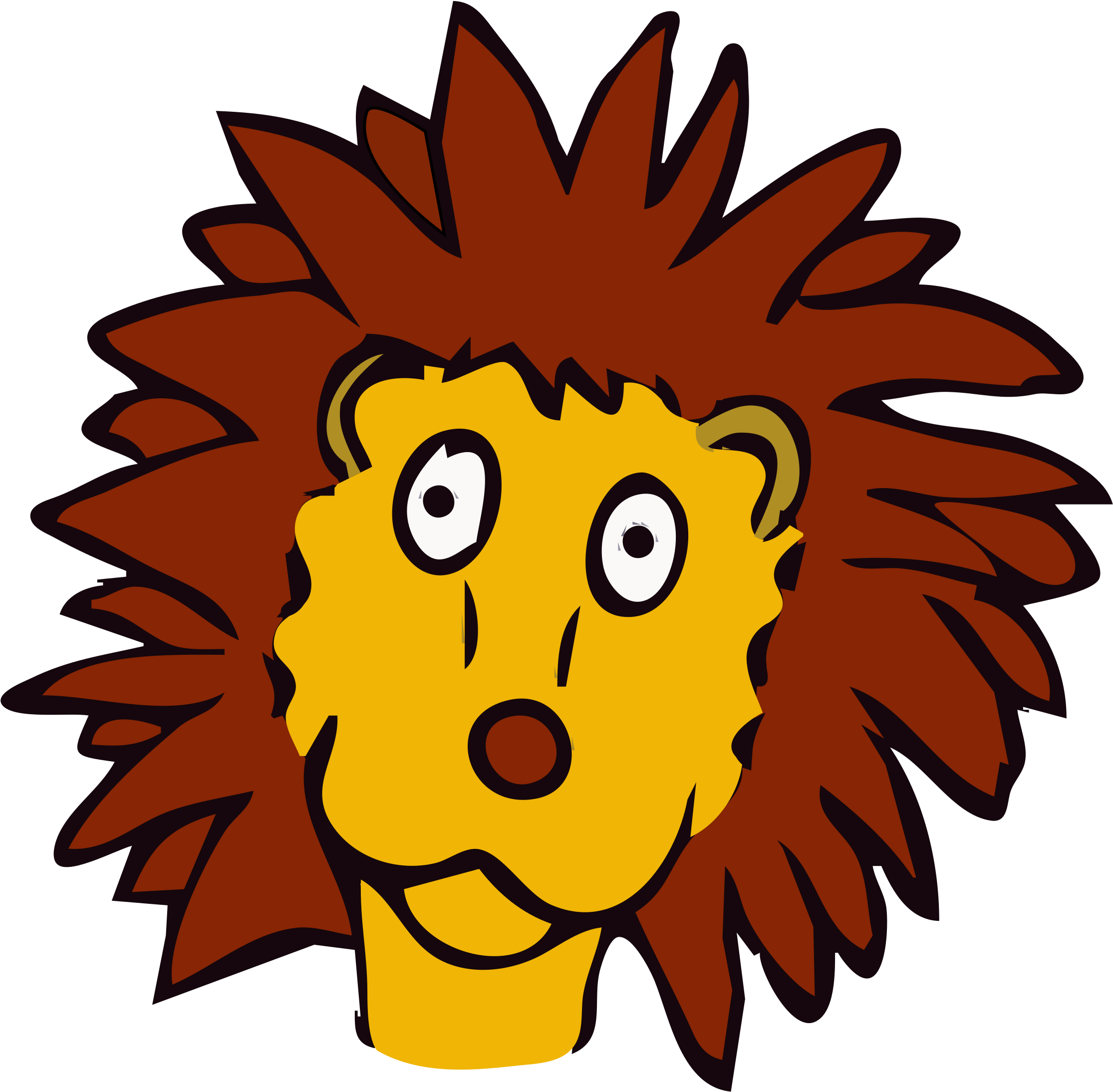 Free Lion Line Art Free Drawn Lion - Lion Cartoon Face Png (2230x2188), Png Download