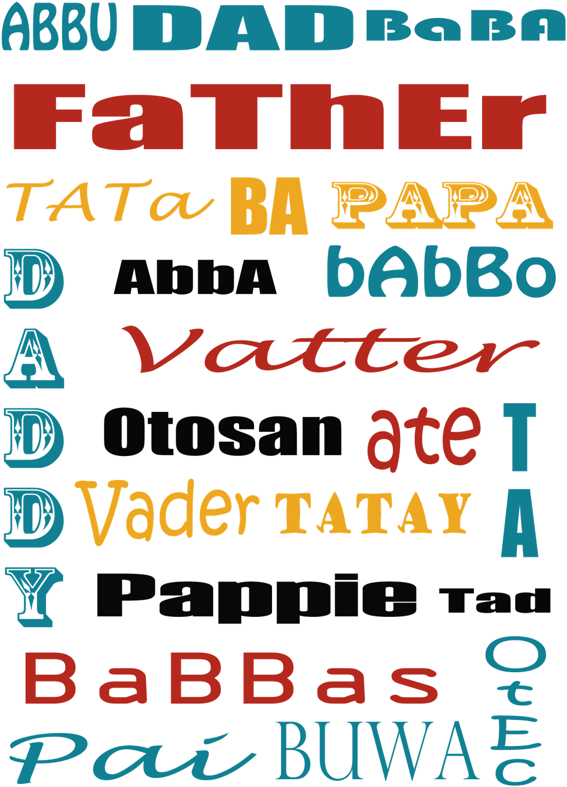 Happy Father's Day - Say Dad In Different Languages (1143x1600), Png Download