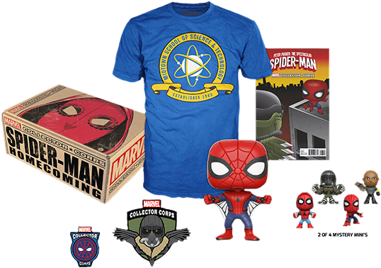Collector Corps Spider-man Homecoming Talle S - Marvel Collector Corps Spider Man Homecoming (559x397), Png Download